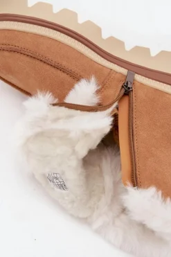 Hot Śniegowce Damskie Z Naturalnego Zamszu LCJ-25-01-3738 Camel Damskie Śniegowce Damskie|Damskie Trapery