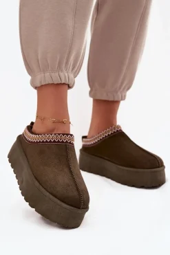 Śniegowce Damskie>Boto Śniegowce Damskie Z Ozdobnym Haftem Ciemnozielone Jenira Zielony