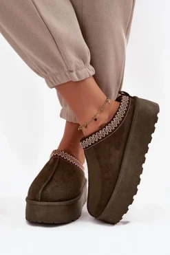 Śniegowce Damskie>Boto Śniegowce Damskie Z Ozdobnym Haftem Ciemnozielone Jenira Zielony