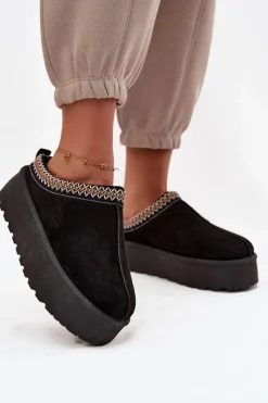 Discount Boto Śniegowce Damskie Z Ozdobnym Haftem Czarne Jenira Czarny