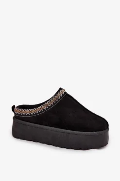 Discount Boto Śniegowce Damskie Z Ozdobnym Haftem Czarne Jenira Czarny