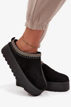 Discount Boto Śniegowce Damskie Z Ozdobnym Haftem Czarne Jenira Czarny