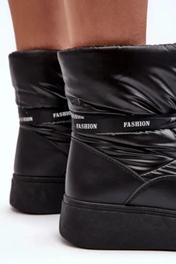 Sale Śniegowce Damskie Z Ozdobnym Wiązaniem Czarne Siracna Damskie Śniegowce Damskie