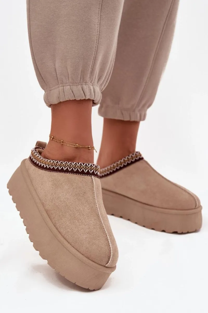 Śniegowce Damskie>Boto Śniegowce Damskie Z Ozdobnym Haftem Beżowe Jenira