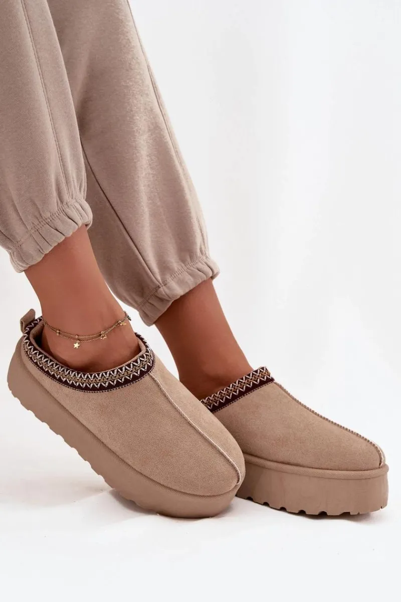 Śniegowce Damskie>Boto Śniegowce Damskie Z Ozdobnym Haftem Beżowe Jenira