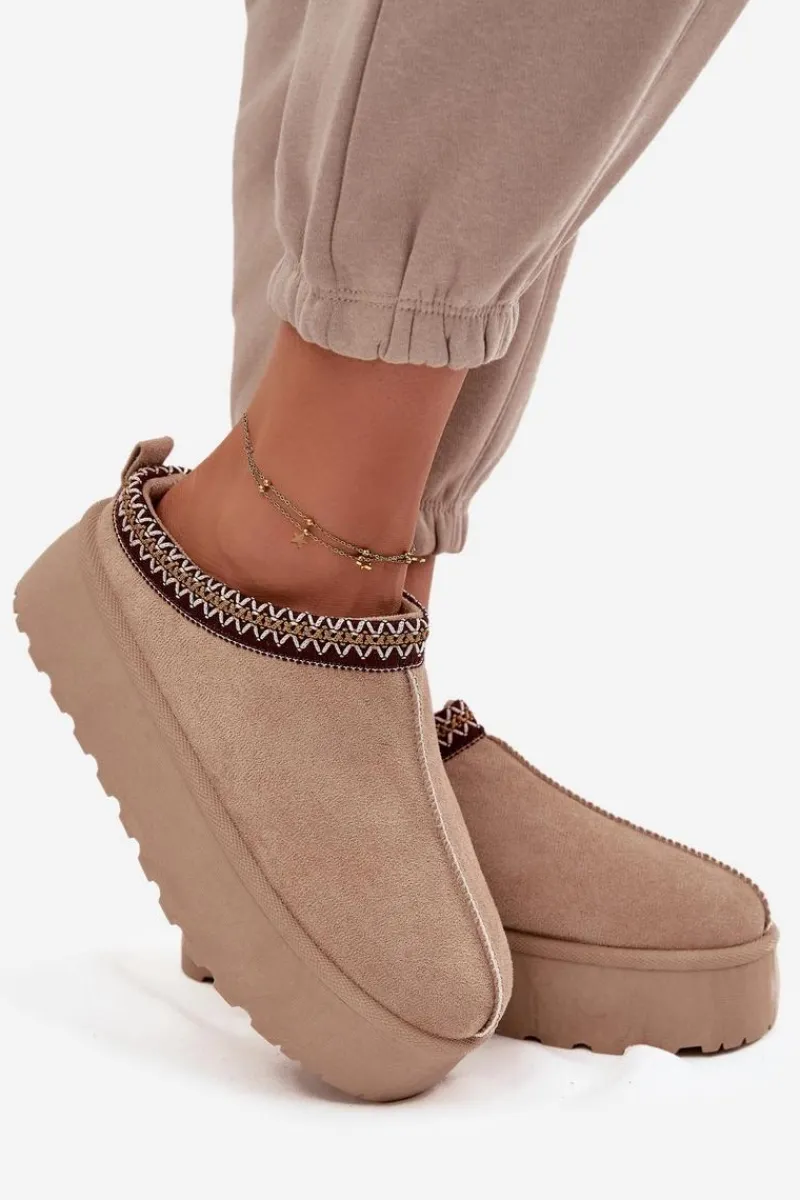 Śniegowce Damskie>Boto Śniegowce Damskie Z Ozdobnym Haftem Beżowe Jenira