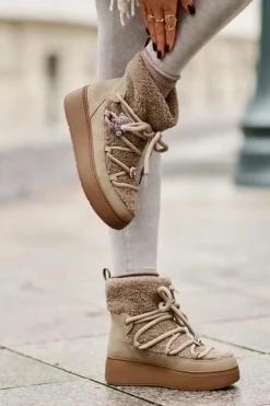 Śniegowce Damskie>Boto Śniegowce Damskie Z Przypinkami I Futerkiem Typu Baranek Brązowe Almatiza