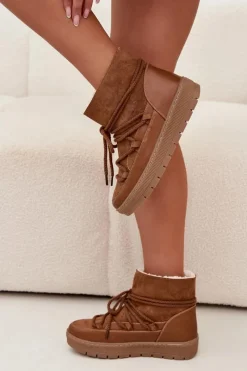 Śniegowce Damskie Z Wiązaniem Camel Rebekah Damskie Śniegowce Damskie