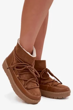 Śniegowce Damskie Z Wiązaniem Camel Rebekah Damskie Śniegowce Damskie