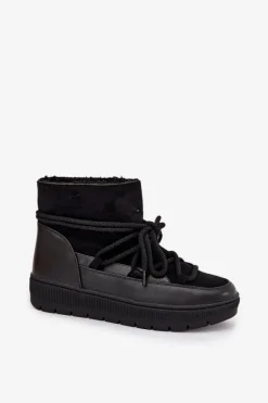 Online Boto Śniegowce Damskie Z Wiązaniem Czarne Rebekah Czarny