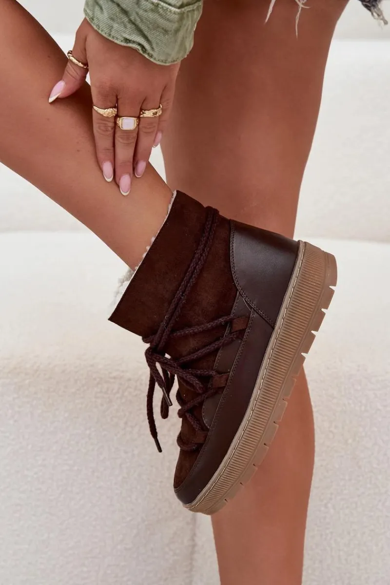 Śniegowce Damskie>Boto Śniegowce Damskie Z Wiązaniem Czekoladowe Rebekah Brązowy