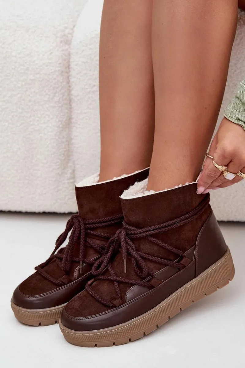 Śniegowce Damskie>Boto Śniegowce Damskie Z Wiązaniem Czekoladowe Rebekah Brązowy