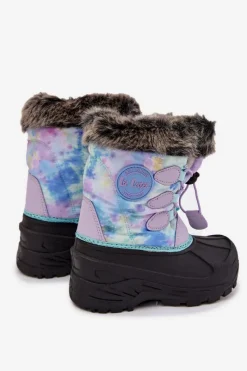 Outlet Śniegowce Dziecięce Dziewczęce Z Futerkiem I Ściągaczem LCJ-25-10-3778 Fioletowe Dzieci Dziewczęce