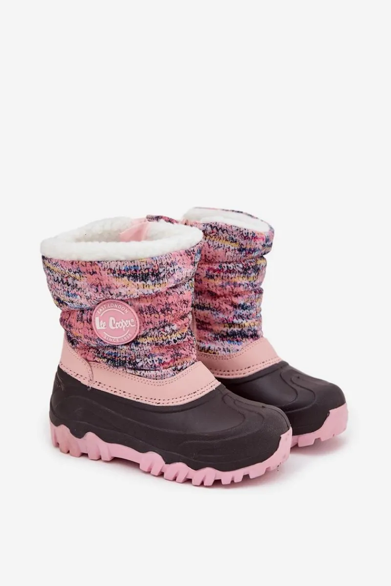 Hot Śniegowce Dziecięce Dziewczęce Na Zamek LCJ-25-10-3770 Różowe Dzieci Dziewczęce