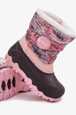 Hot Śniegowce Dziecięce Dziewczęce Na Zamek LCJ-25-10-3770 Różowe Dzieci Dziewczęce