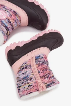 Hot Śniegowce Dziecięce Dziewczęce Na Zamek LCJ-25-10-3770 Różowe Dzieci Dziewczęce