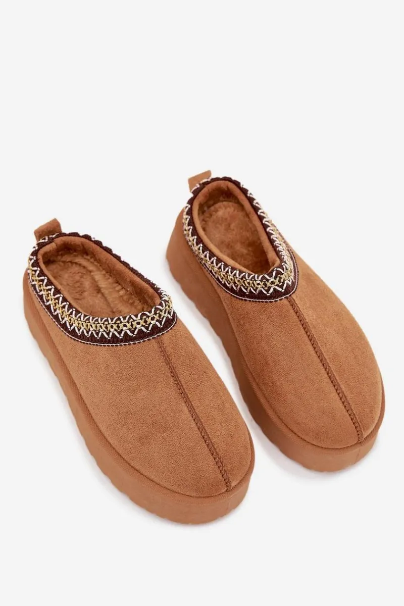 Dziewczęce|Dziewczęce>Boto Śniegowce Dziecięce Młodzieżowe Z Haftem Na Platformie Camel Jolisse Brązowy