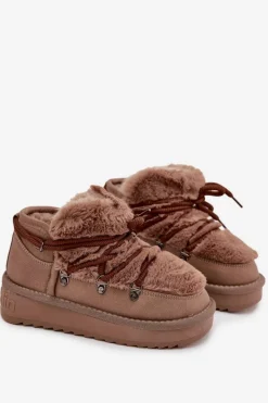 Hot D.Franklin Śniegowce Dziecięce Młodzieżowe Z Futerkiem DFSH370011 Brązowe Brązowy