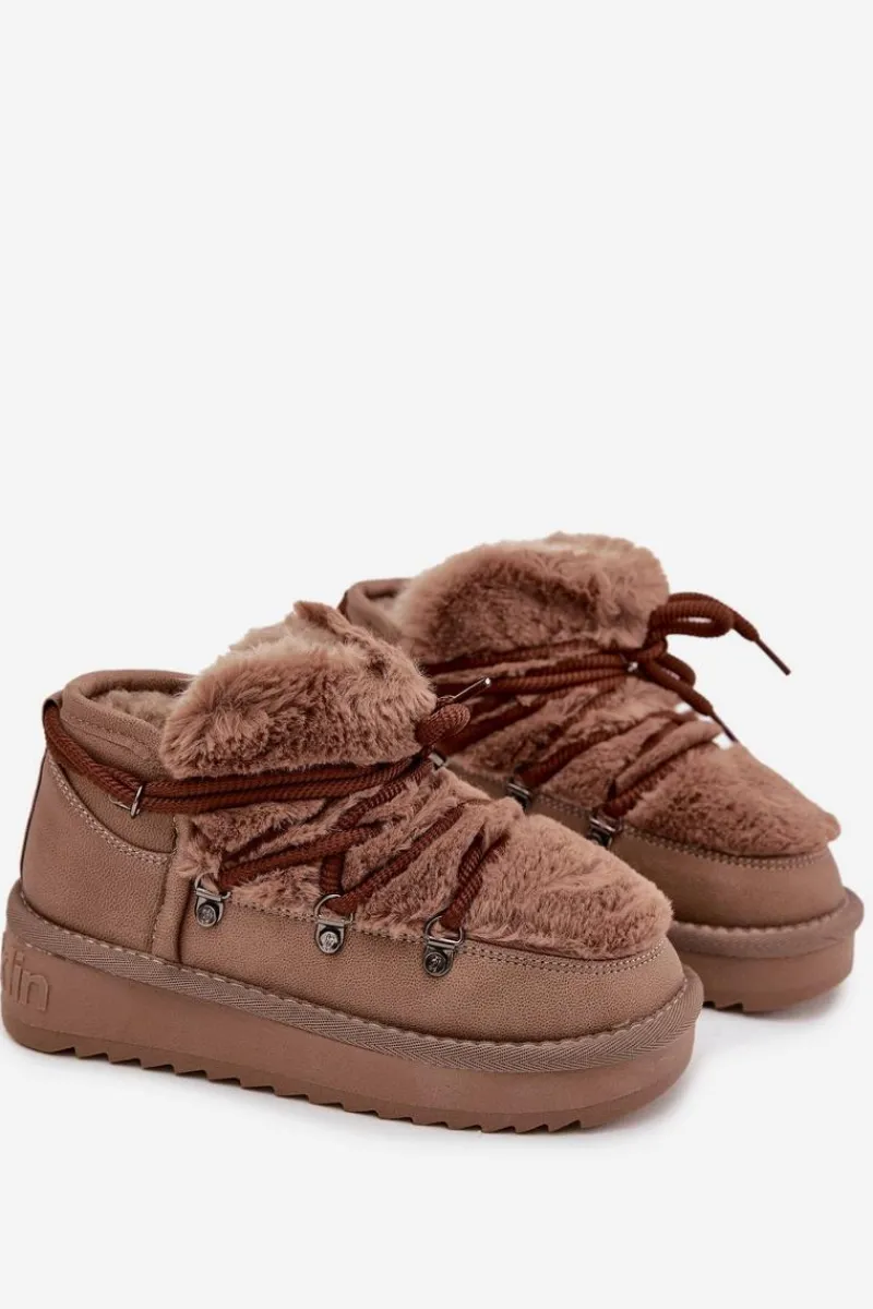 Hot D.Franklin Śniegowce Dziecięce Młodzieżowe Z Futerkiem DFSH370011 Brązowe Brązowy