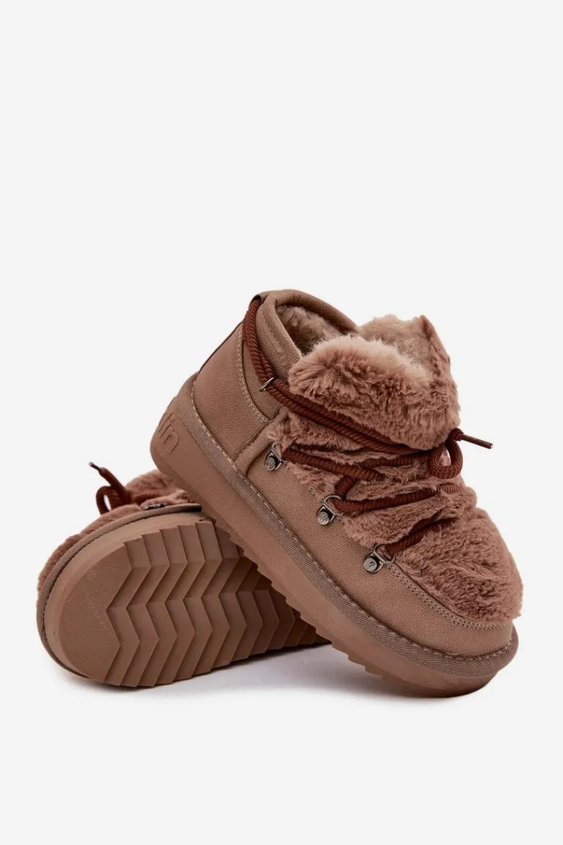 Hot D.Franklin Śniegowce Dziecięce Młodzieżowe Z Futerkiem DFSH370011 Brązowe Brązowy