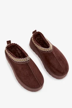 Śniegowce Dziecięce Młodzieżowe Z Haftem Na Platformie Czekoladowe Jolisse Dzieci Dziewczęce|Dziewczęce