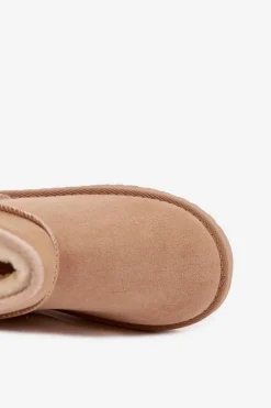 New Boto Śniegowce Dziecięce Młodzieżowe Ocieplane Futerkiem Beżowe Mireya