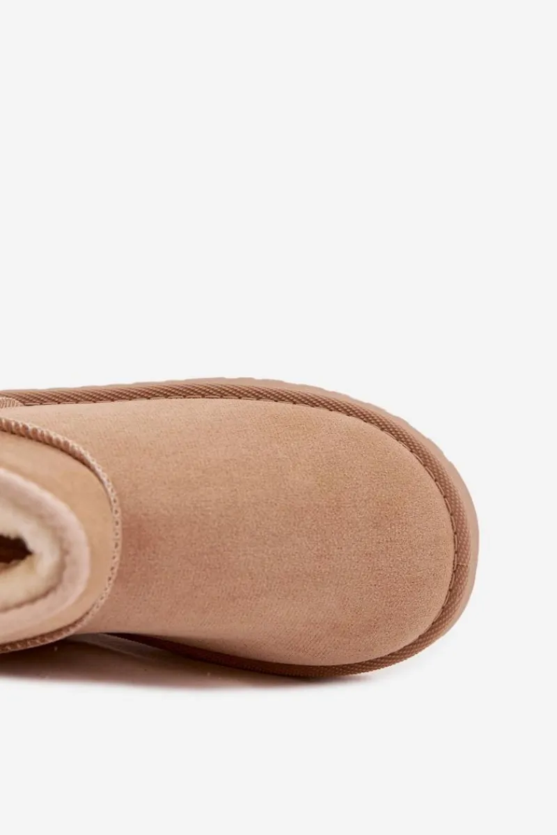 New Boto Śniegowce Dziecięce Młodzieżowe Ocieplane Futerkiem Beżowe Mireya