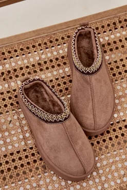 Clearance Boto Śniegowce Dziecięce Młodzieżowe Z Haftem Na Platformie Khaki Jolisse Beżowy