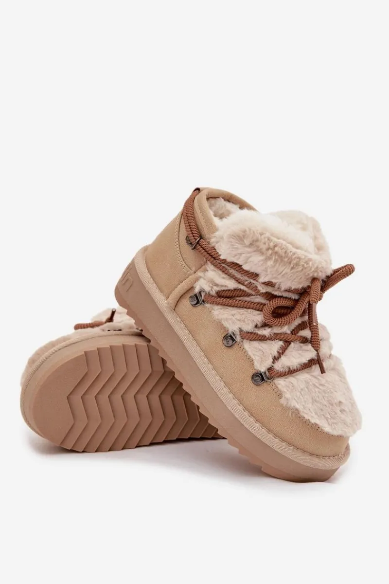 Dziewczęce|Dziewczęce>D.Franklin Śniegowce Dziecięce Młodzieżowe Z Futerkiem DFSH370011 Beżowe Beżowy