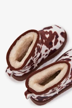 Dziewczęce|Dziewczęce></noscript>Boto Śniegowce Dziecięce Młodzieżowe Ocieplane Futerkiem W Łaty Biało-Brązowe Mireya