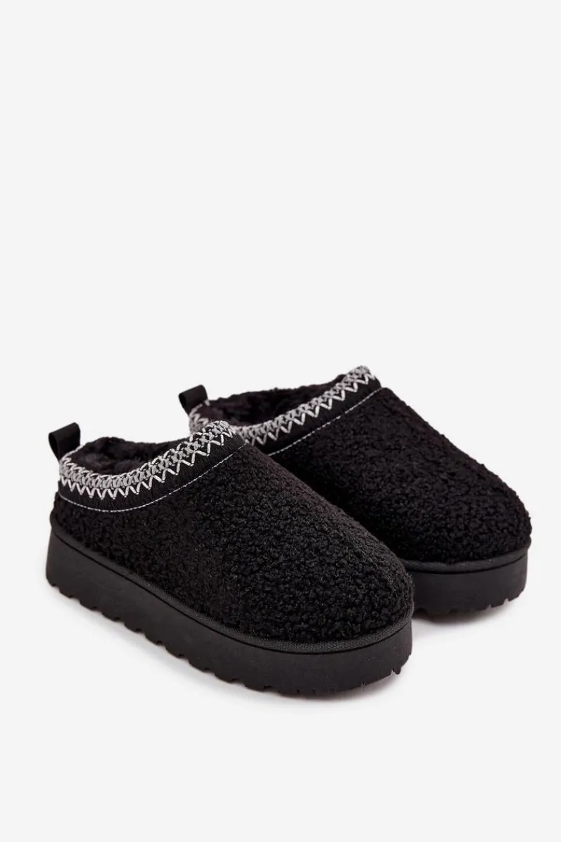 Sale Śniegowce Dziecięce Młodzieżowe Z Futerkiem Typu Baranek Czarne Selathiel Dzieci Dziewczęce|Dziewczęce