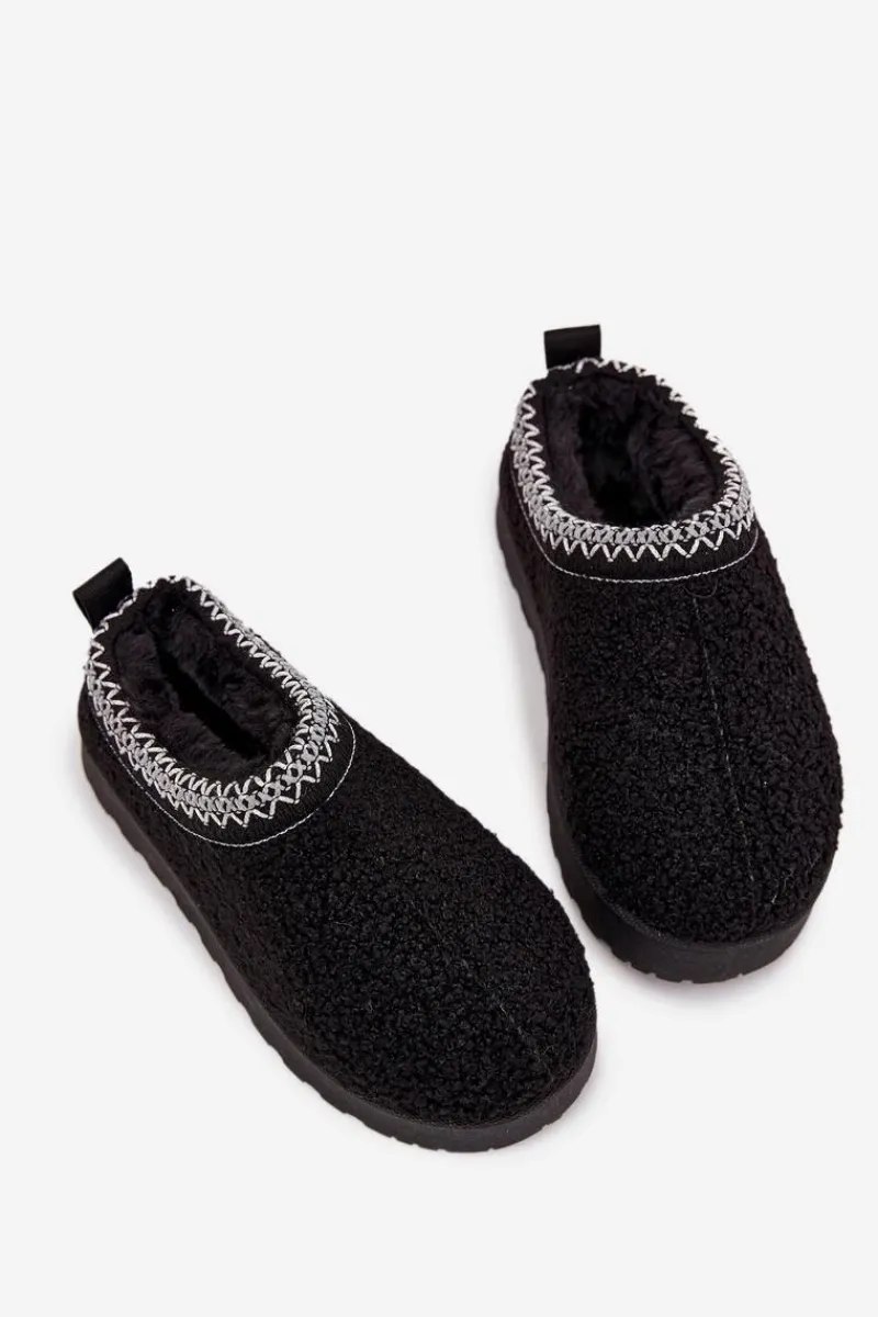 Sale Śniegowce Dziecięce Młodzieżowe Z Futerkiem Typu Baranek Czarne Selathiel Dzieci Dziewczęce|Dziewczęce