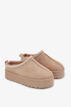 Clearance Śniegowce Dziecięce Młodzieżowe Z Haftem Na Platformie Beżowe Jolisse Dzieci Dziewczęce|Dziewczęce