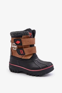 Clearance Śniegowce Dziecięce Na Rzepy LCJ-24-44-2864K Camel Dzieci Chłopięce