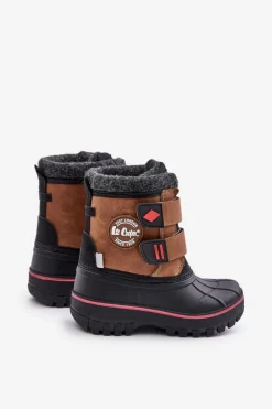 Clearance Śniegowce Dziecięce Na Rzepy LCJ-24-44-2864K Camel Dzieci Chłopięce