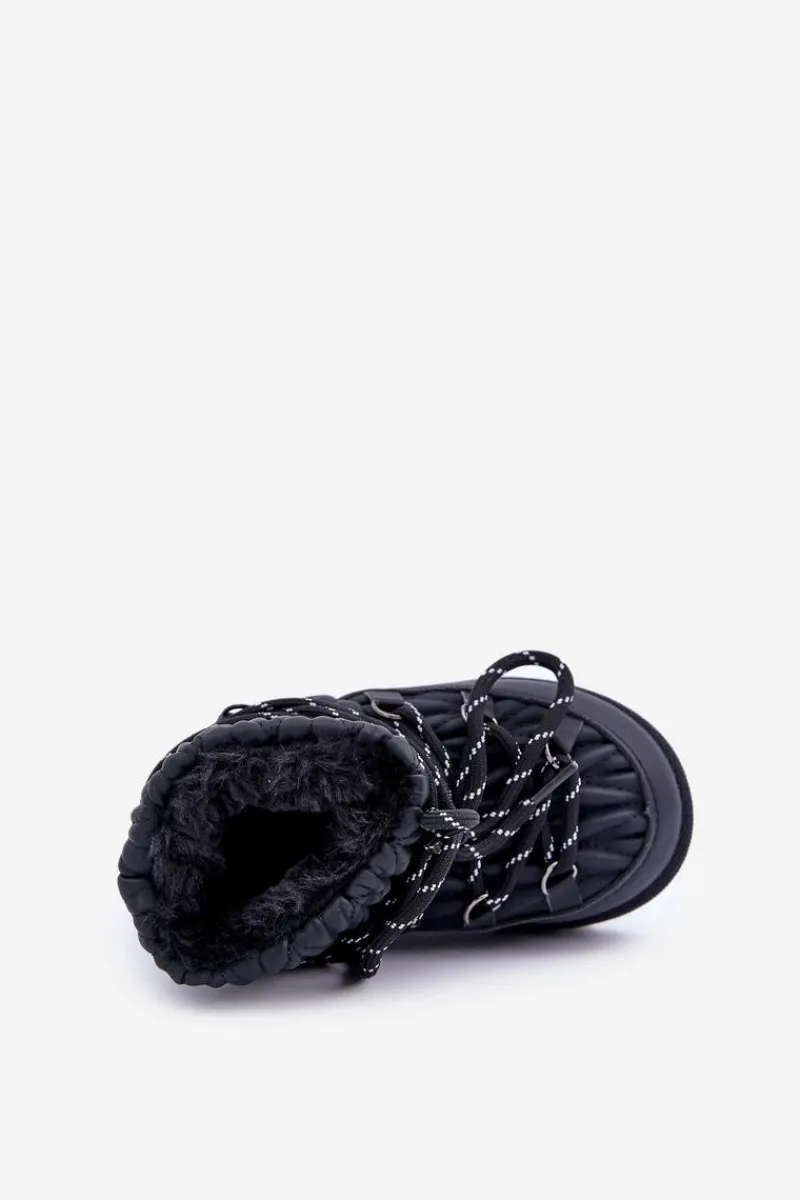 Sale Boto Śniegowce Dziecięce Ocieplane Grubym Futerkiem Czarne Nastira Czarny