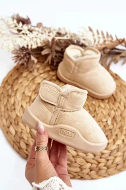 Sale Śniegowce Dziecięce Ocieplane Futerkiem Beżowe Benigna Dzieci Chłopięce|Dziewczęce