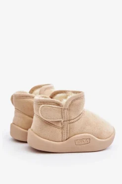 Sale Śniegowce Dziecięce Ocieplane Futerkiem Beżowe Benigna Dzieci Chłopięce|Dziewczęce