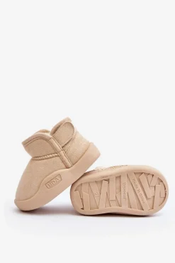 Sale Śniegowce Dziecięce Ocieplane Futerkiem Beżowe Benigna Dzieci Chłopięce|Dziewczęce