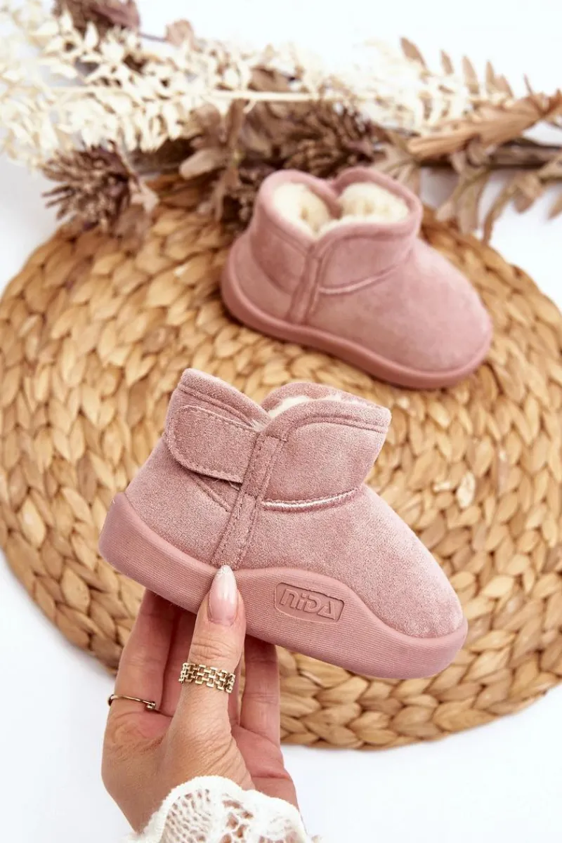 New Boto Śniegowce Dziecięce Ocieplane Futerkiem Różowe Benigna