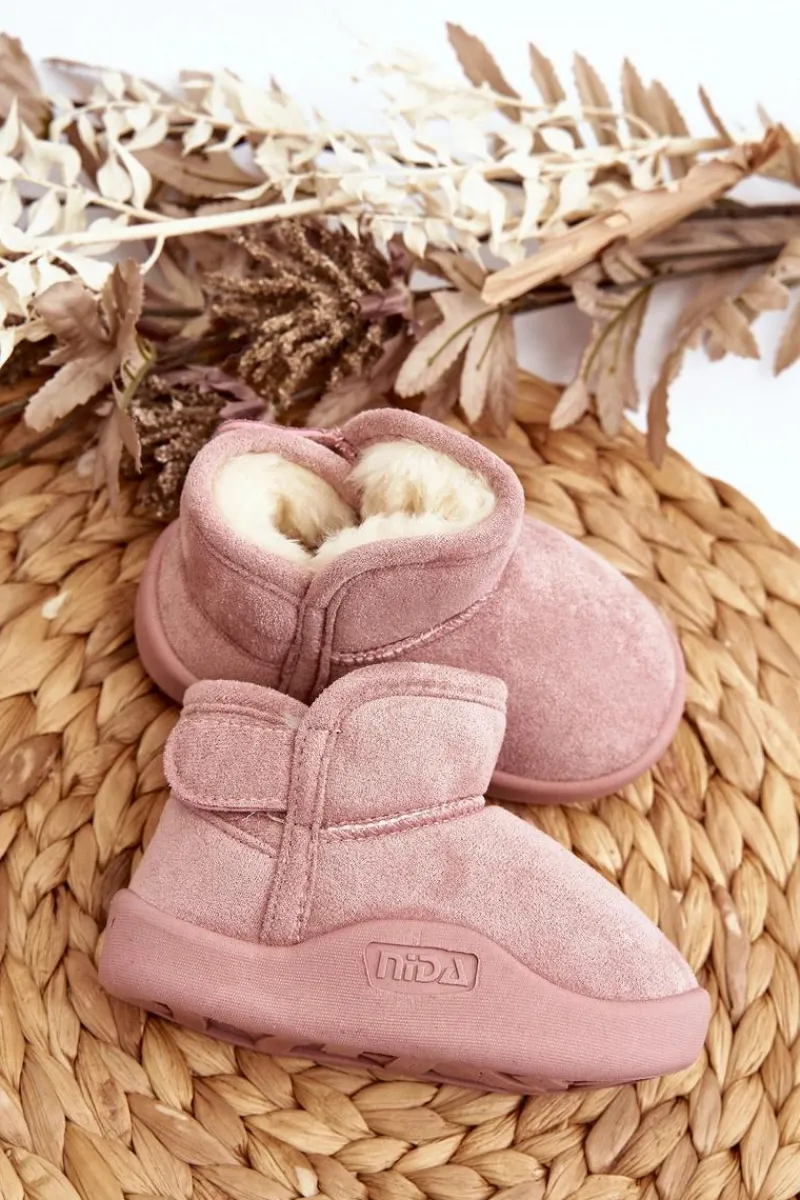 New Boto Śniegowce Dziecięce Ocieplane Futerkiem Różowe Benigna