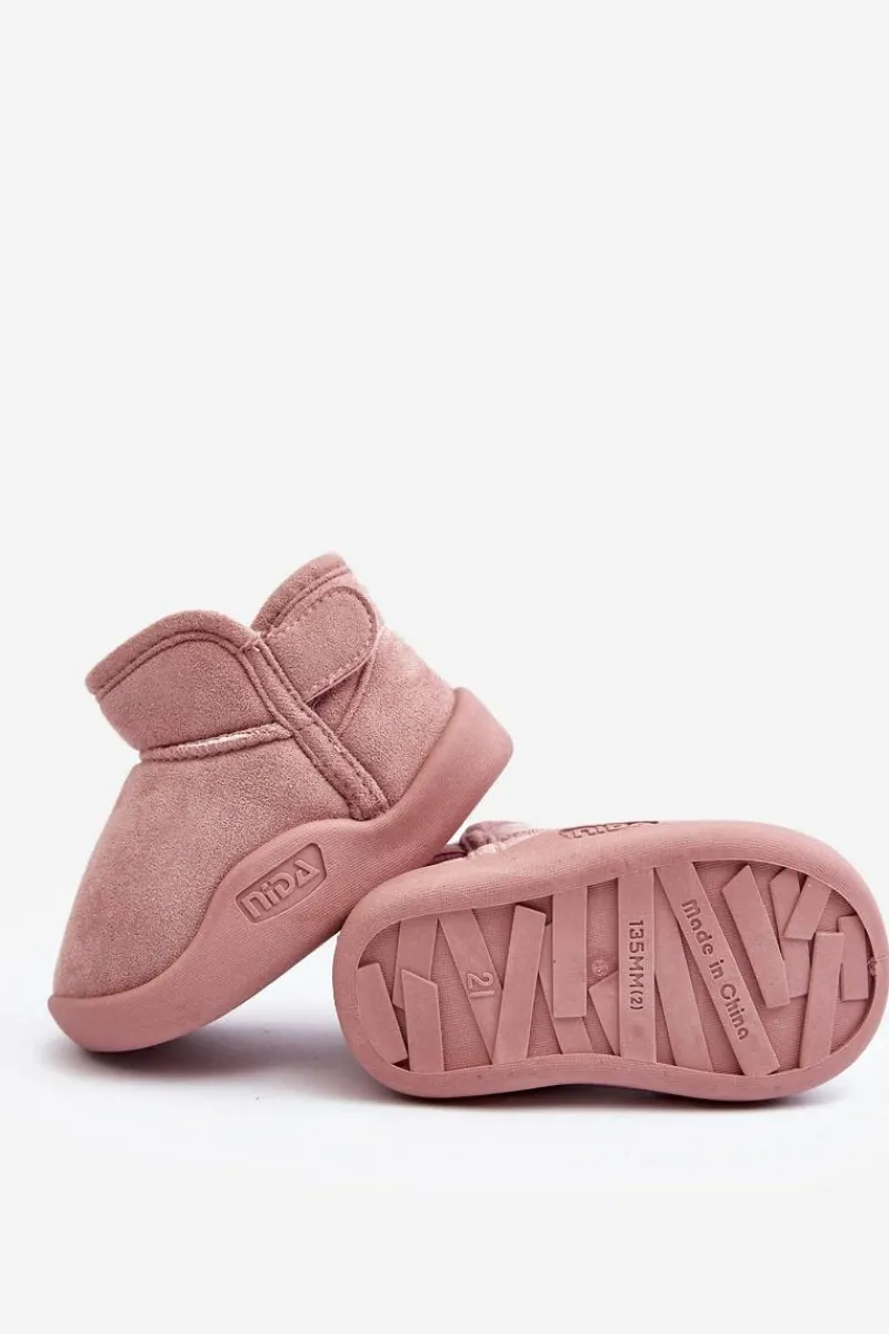 New Boto Śniegowce Dziecięce Ocieplane Futerkiem Różowe Benigna