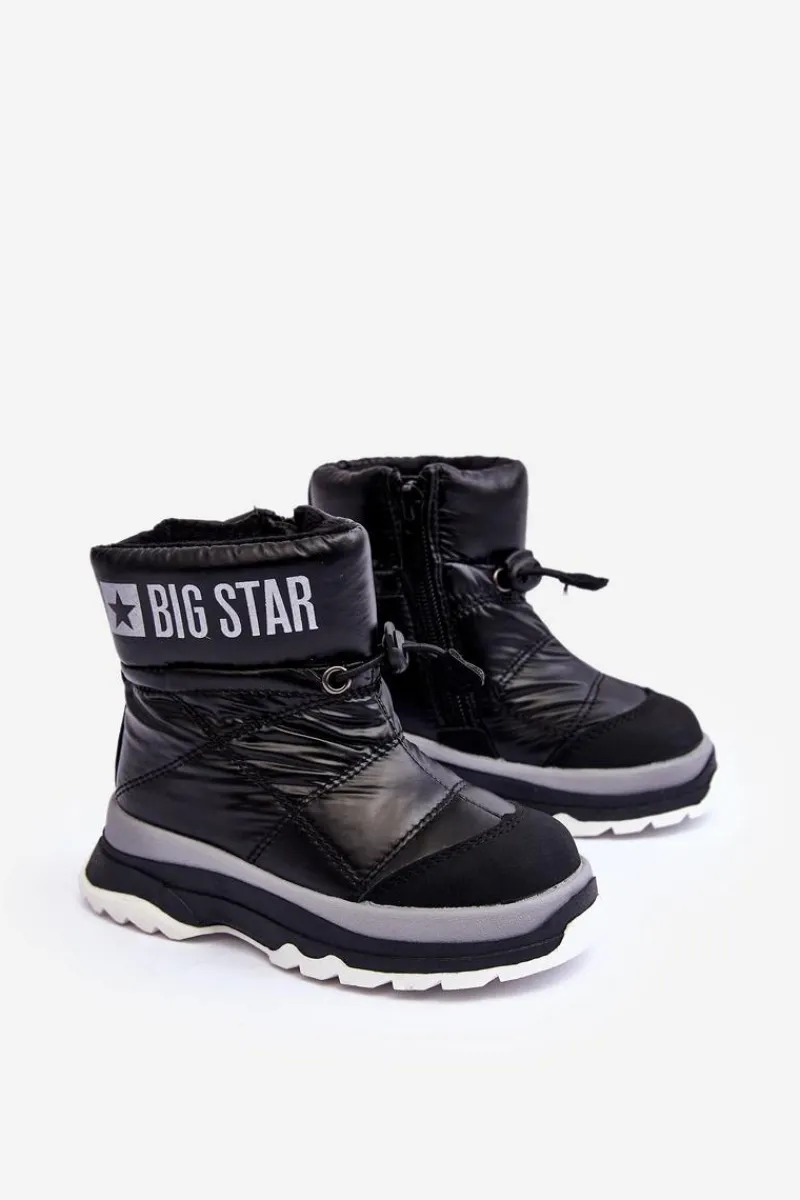 Online Śniegowce Dziecięce Ocieplane Na Suwak Czarne Big Star MM374195 Dzieci Chłopięce|Dziewczęce
