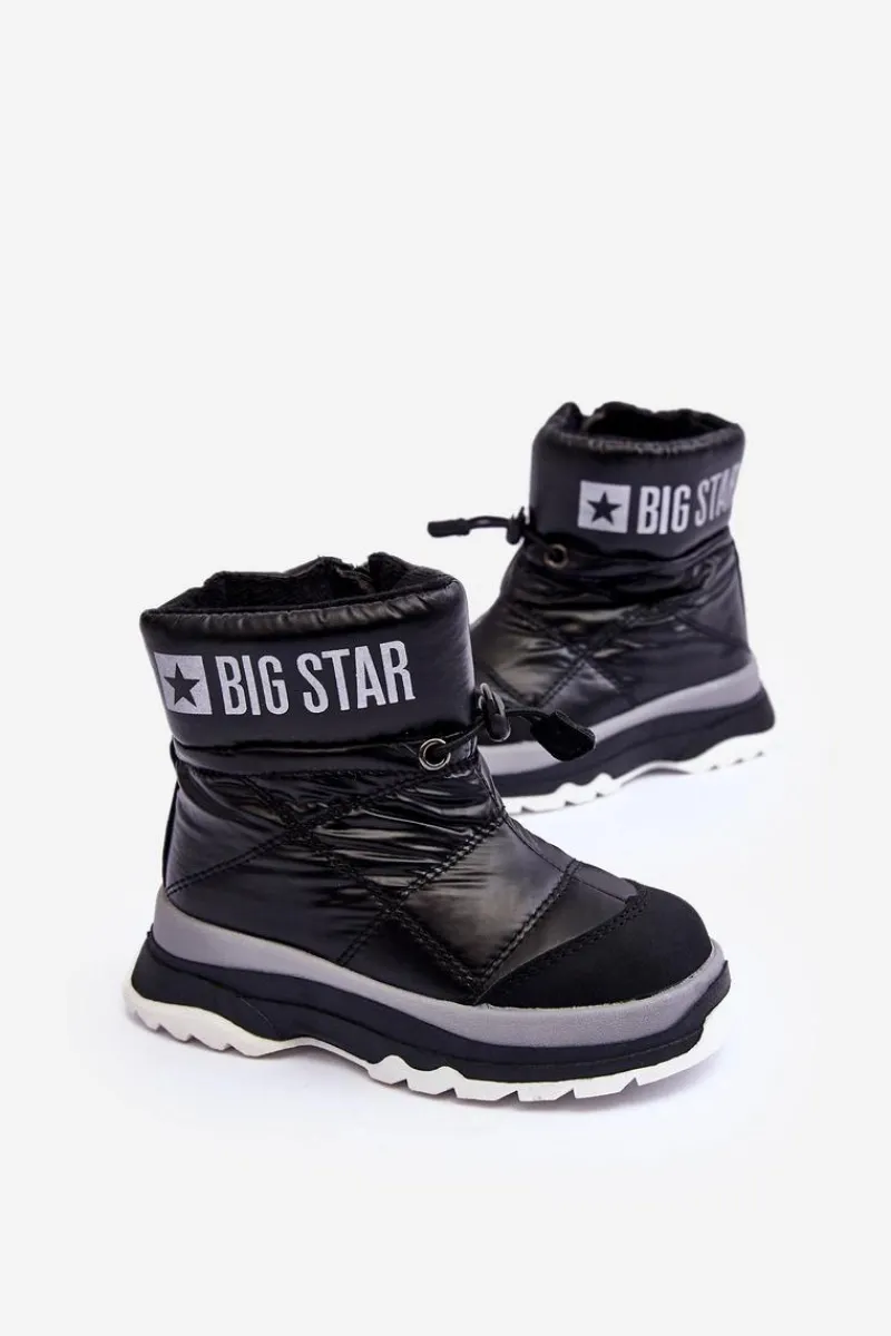 Online Śniegowce Dziecięce Ocieplane Na Suwak Czarne Big Star MM374195 Dzieci Chłopięce|Dziewczęce