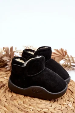 New Śniegowce Dziecięce Ocieplane Futerkiem Czarne Benigna Dzieci Chłopięce|Dziewczęce