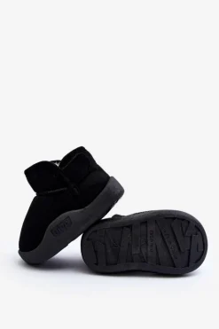 New Śniegowce Dziecięce Ocieplane Futerkiem Czarne Benigna Dzieci Chłopięce|Dziewczęce