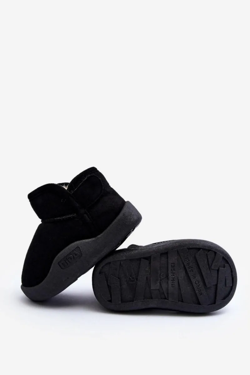 New Śniegowce Dziecięce Ocieplane Futerkiem Czarne Benigna Dzieci Chłopięce|Dziewczęce