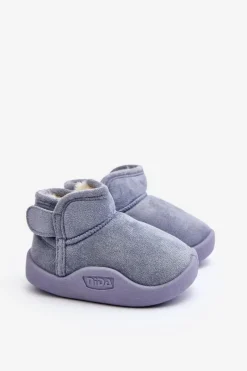 Chłopięce|Dziewczęce>Boto Śniegowce Dziecięce Ocieplane Futerkiem Niebieskie Benigna