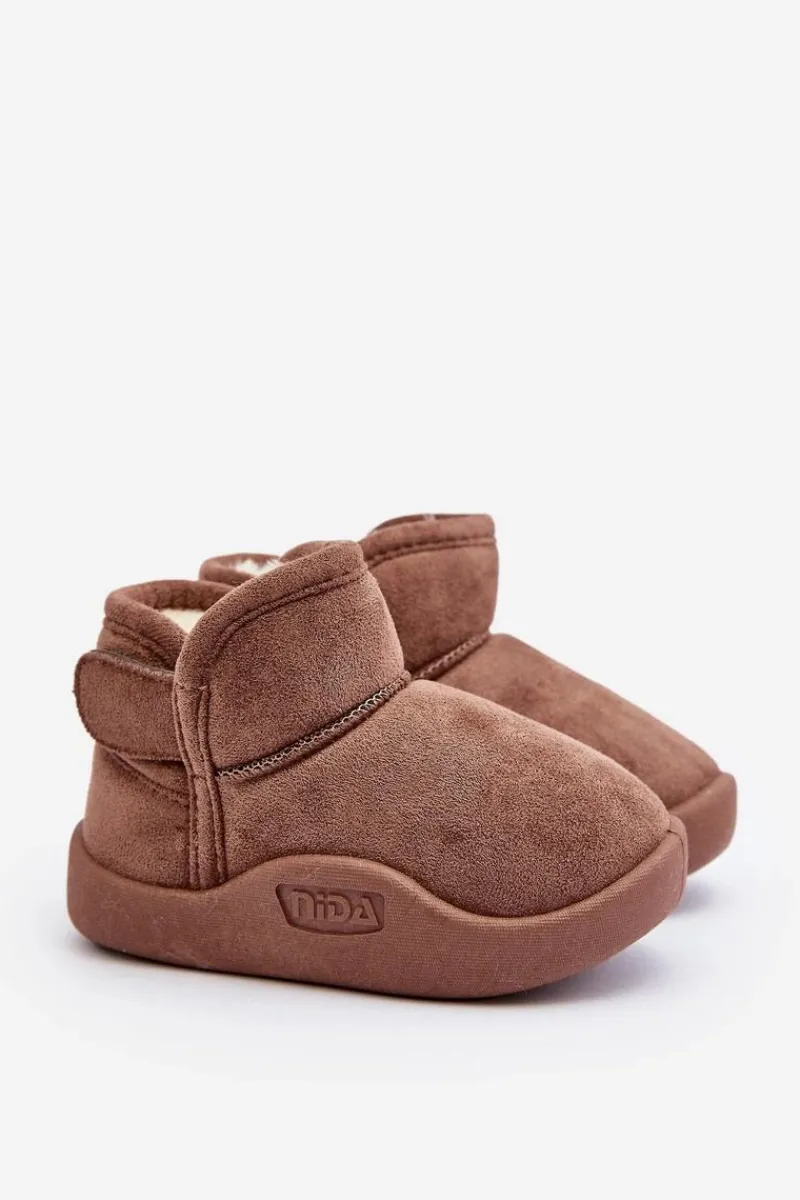 Hot Boto Śniegowce Dziecięce Ocieplane Futerkiem Brązowe Benigna