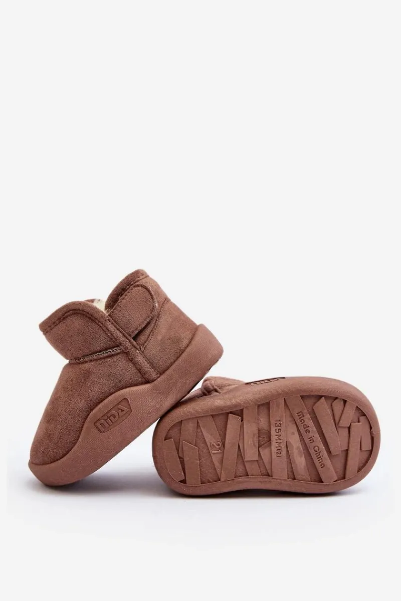 Hot Boto Śniegowce Dziecięce Ocieplane Futerkiem Brązowe Benigna